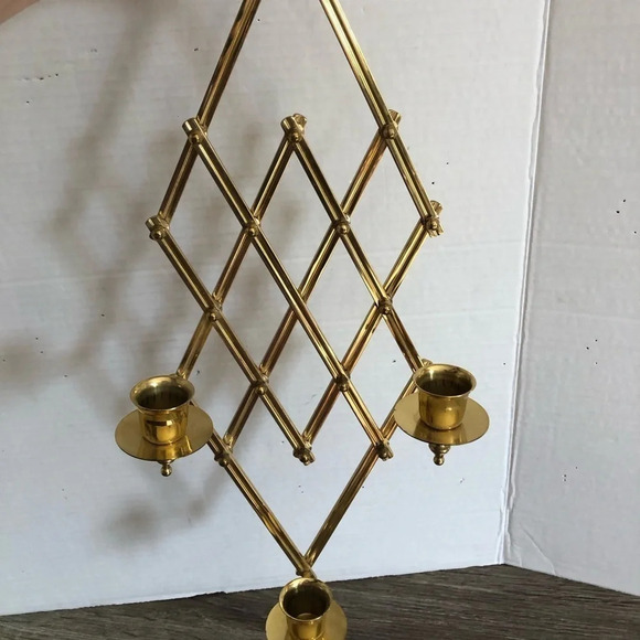 Accordion Style Brass  Candle Wall Sconce - Picture 5 of 6
